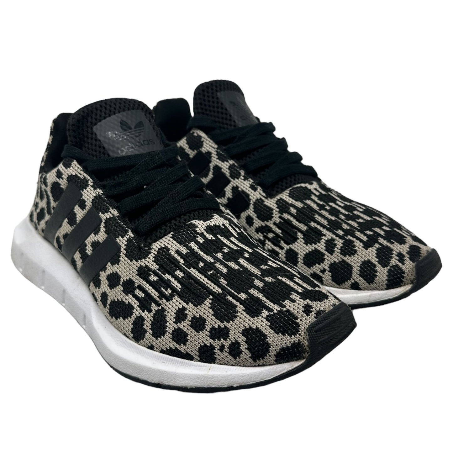 Adidas Womens 7 Cheetah Print Swift Run Running Sneakers Black White Athletic