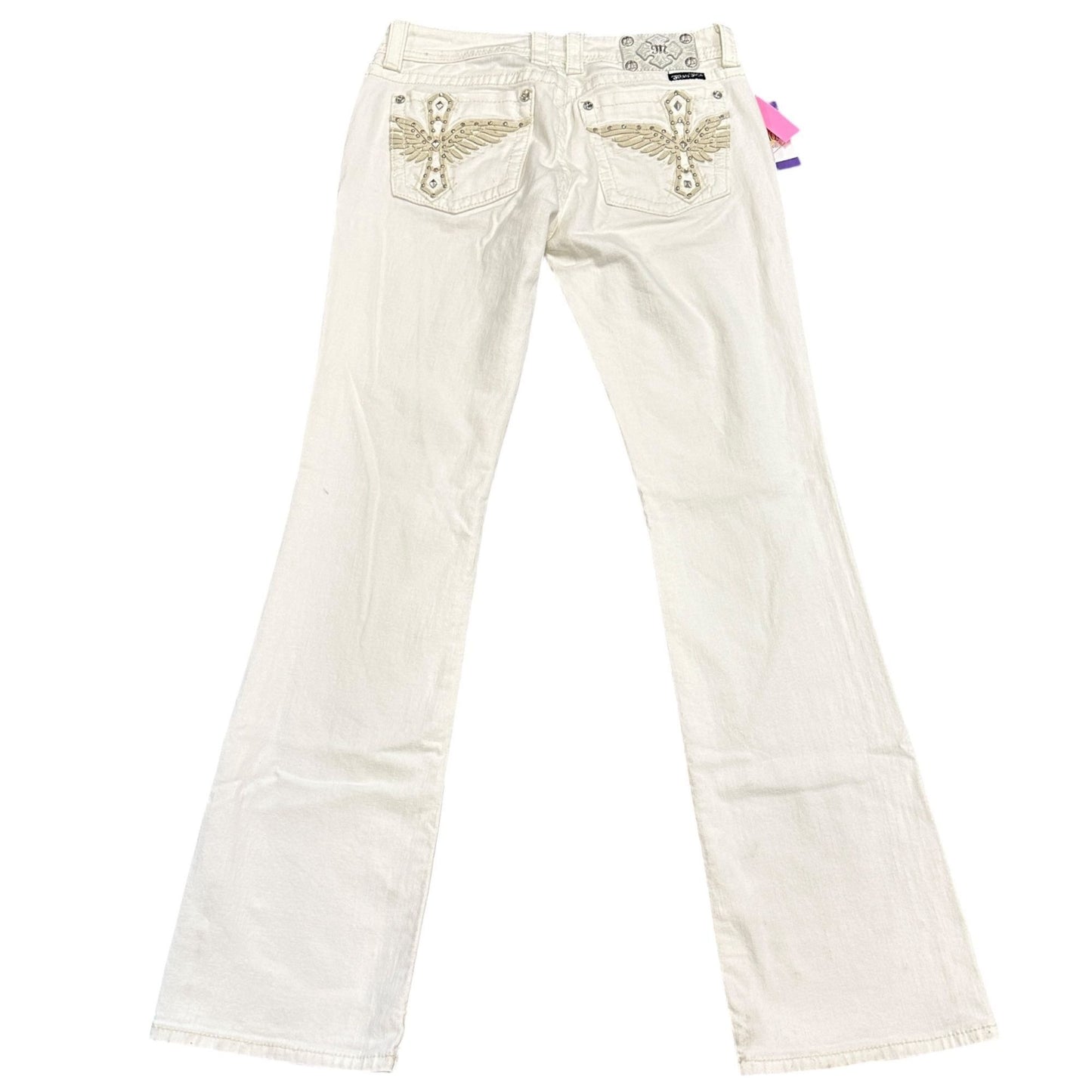 Miss Me Womens 30 Bootcut White Jeans Embroidered Embellished 5 Pocket JP5117B14