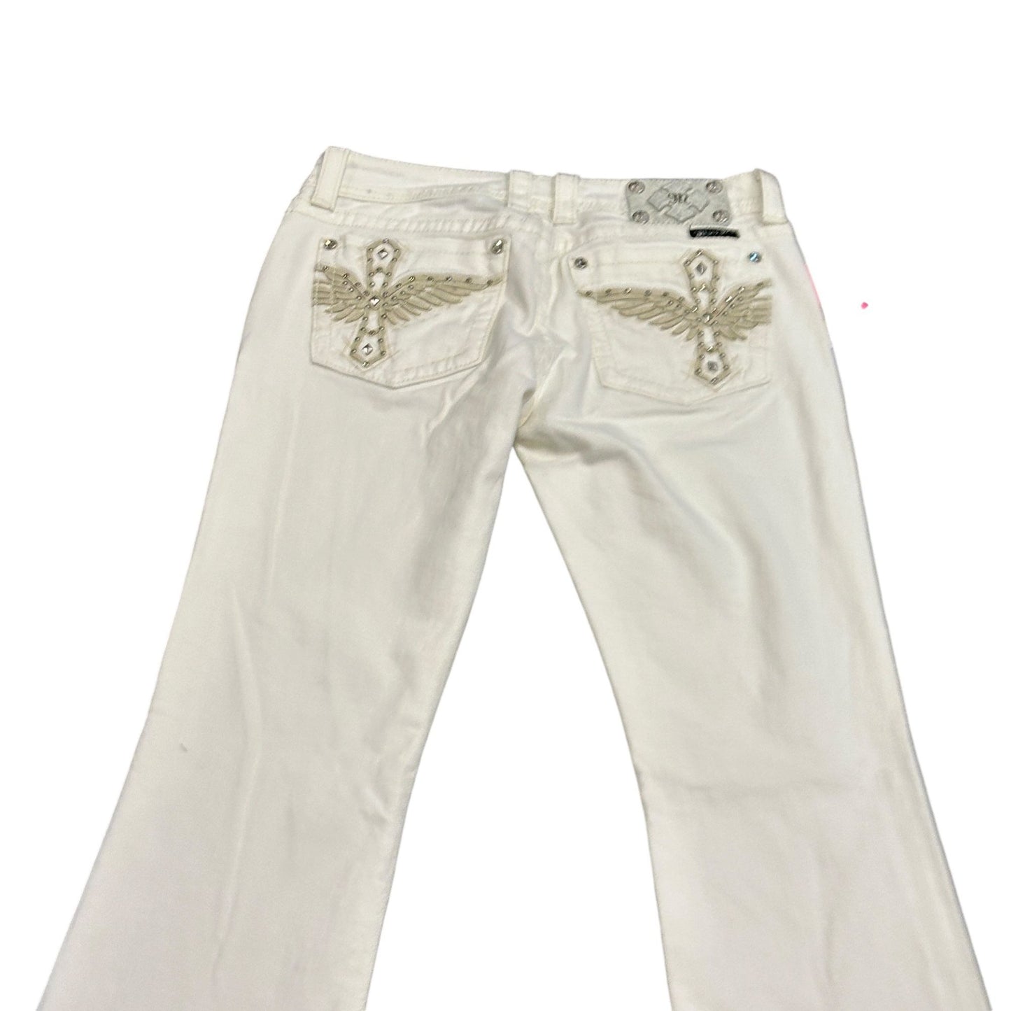 Miss Me Womens 30 Bootcut White Jeans Embroidered Embellished 5 Pocket JP5117B14