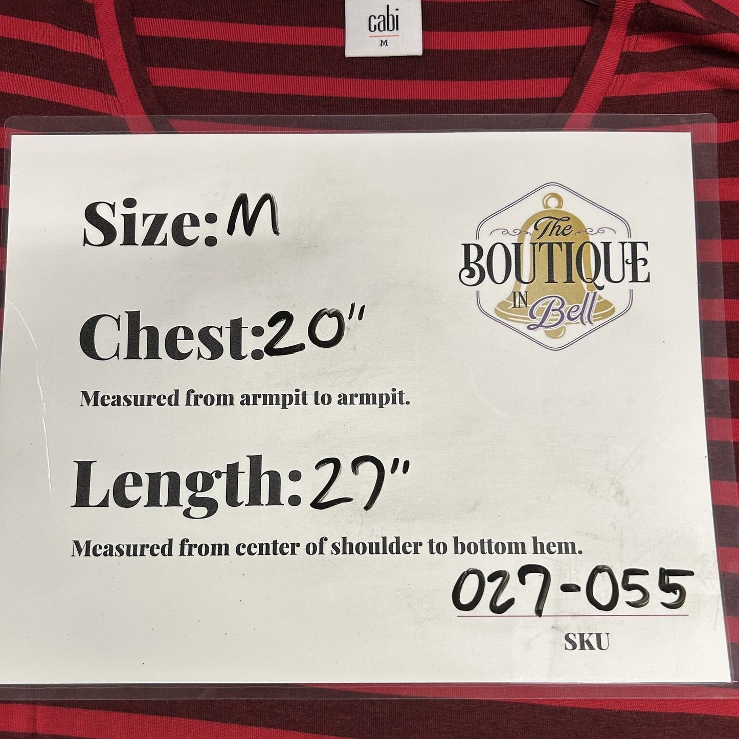 CAbi Womens M Sweet Talk Striped Peplum Shirt Ruffle Short Sleeve Garnet Red