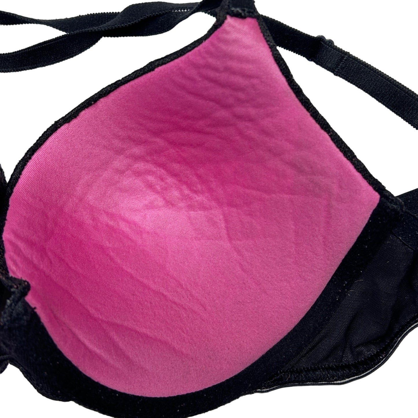 Victoria's Secret PINK 34DD Black Bra Cheetah Print Criss Cross Back Underwire