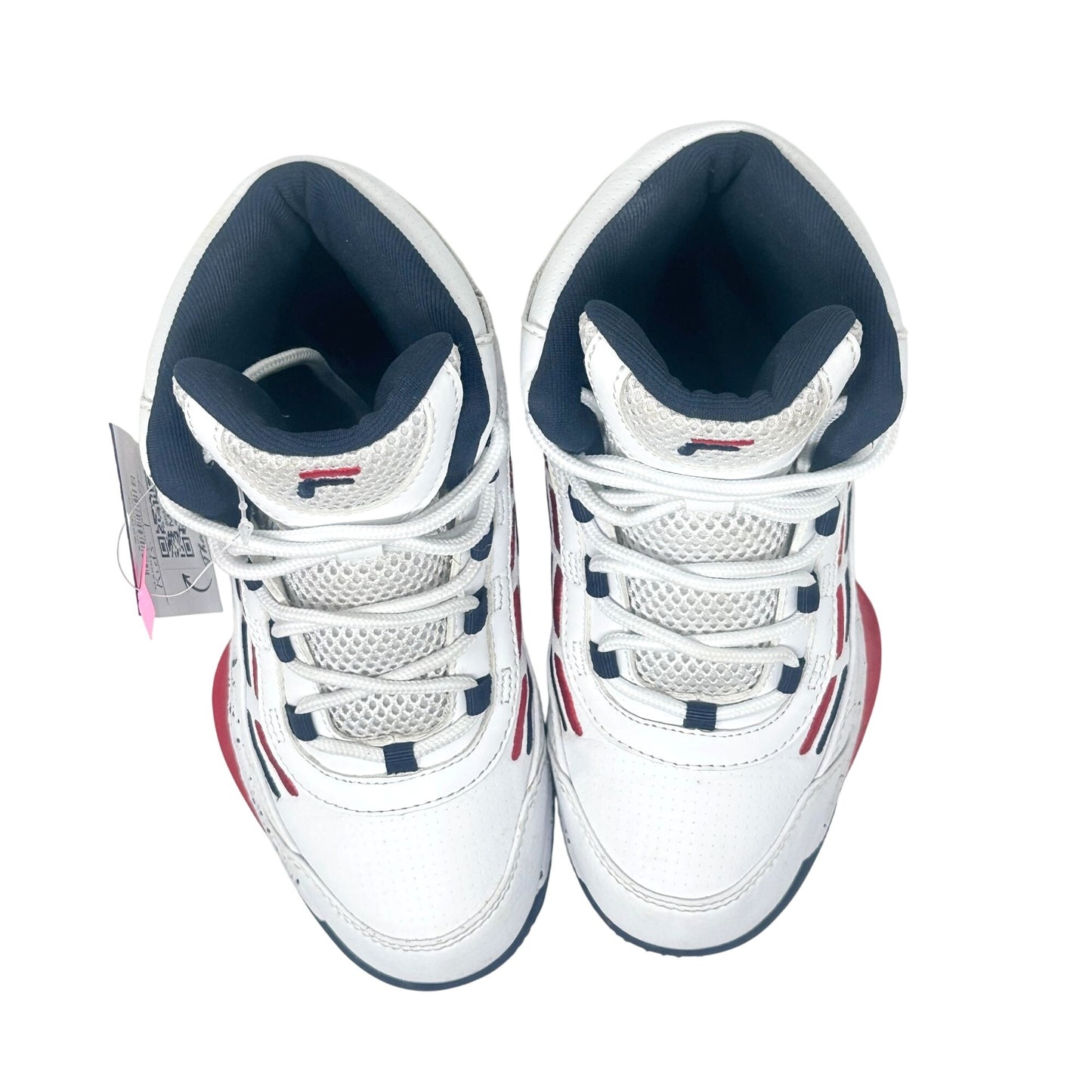 Fila Spitfire Boys 4 Mid-Cut White Red Blue Youth Basketball Sneakers