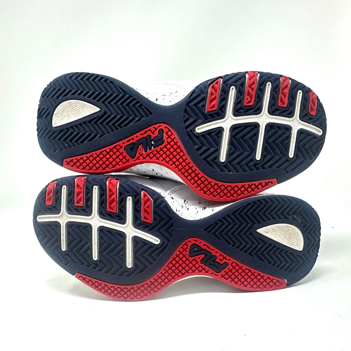 Fila Spitfire Boys 4 Mid-Cut White Red Blue Youth Basketball Sneakers