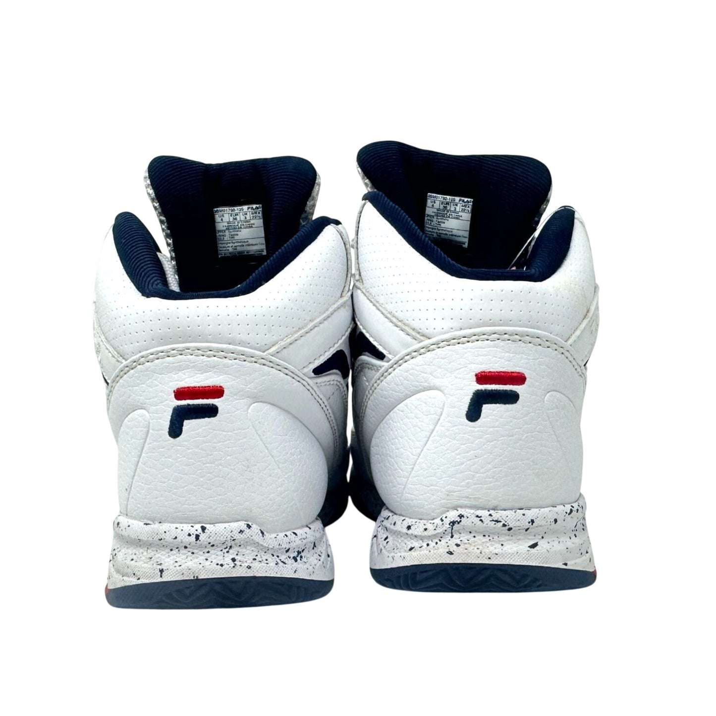Fila Spitfire Boys 4 Mid-Cut White Red Blue Youth Basketball Sneakers