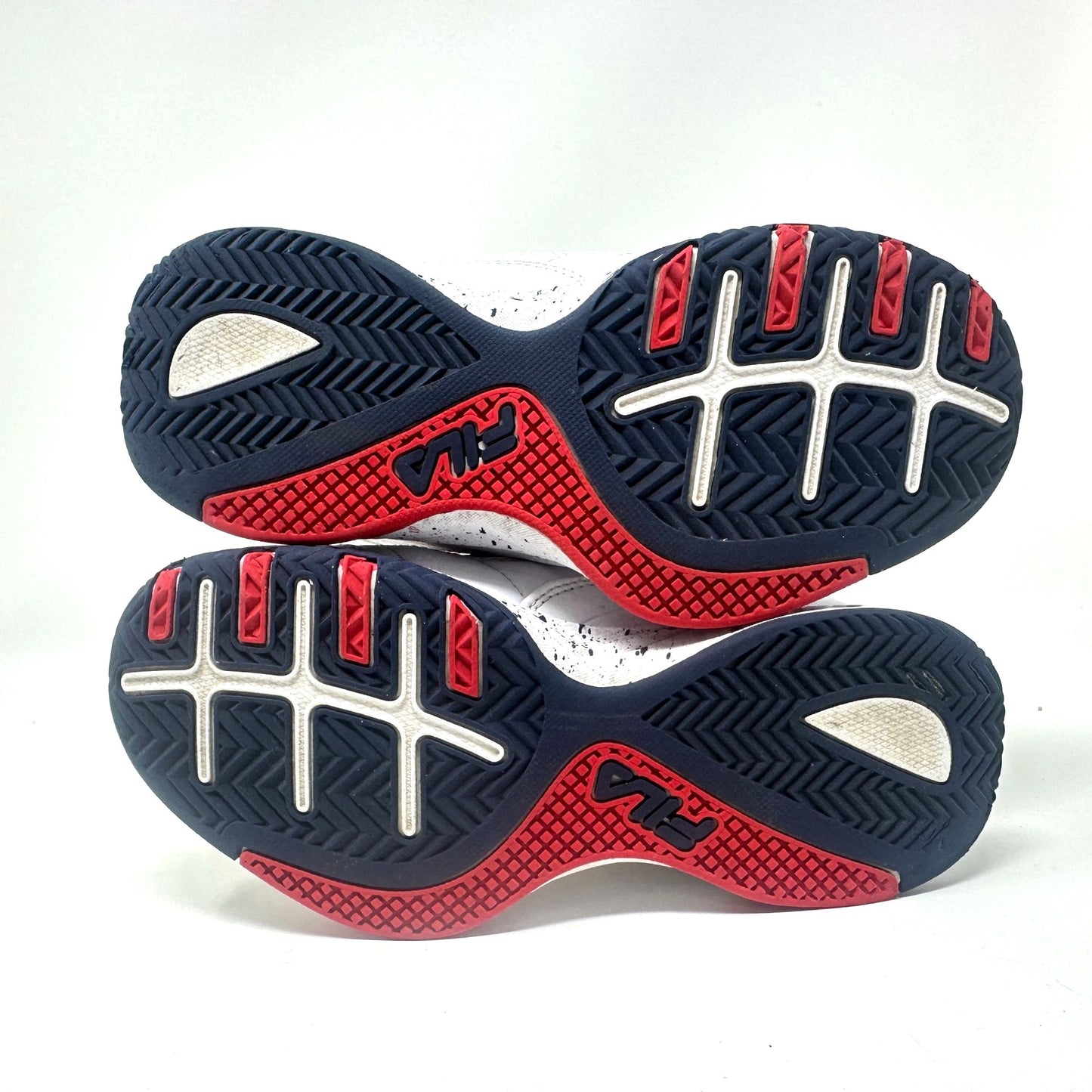 Fila Spitfire Boys 4 Mid-Cut White Red Blue Youth Basketball Sneakers