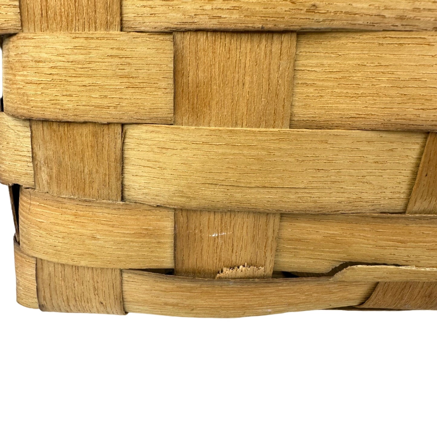 Vtg Basketville Woven Wood Picnic Basket Swing Handles Farmhouse Rustic Decor