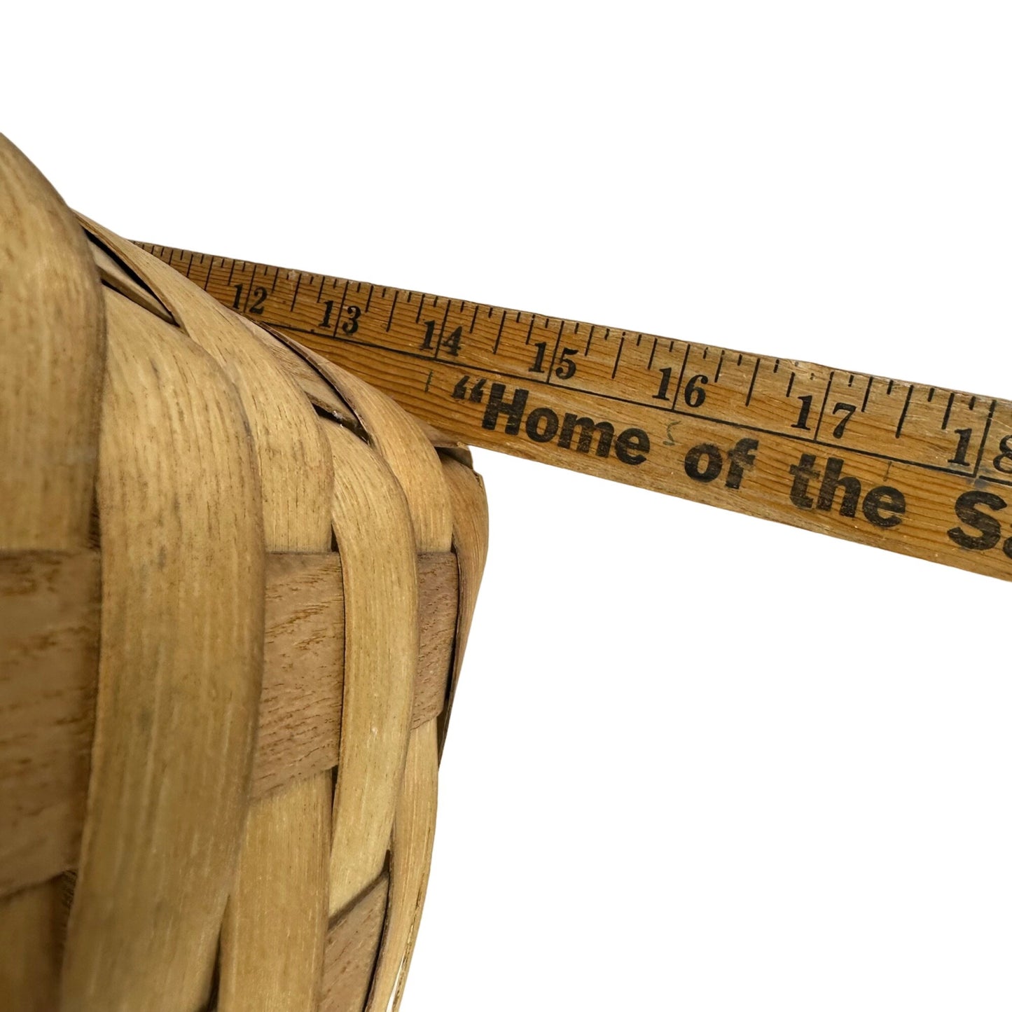 Vtg Basketville Woven Wood Picnic Basket Swing Handles Farmhouse Rustic Decor