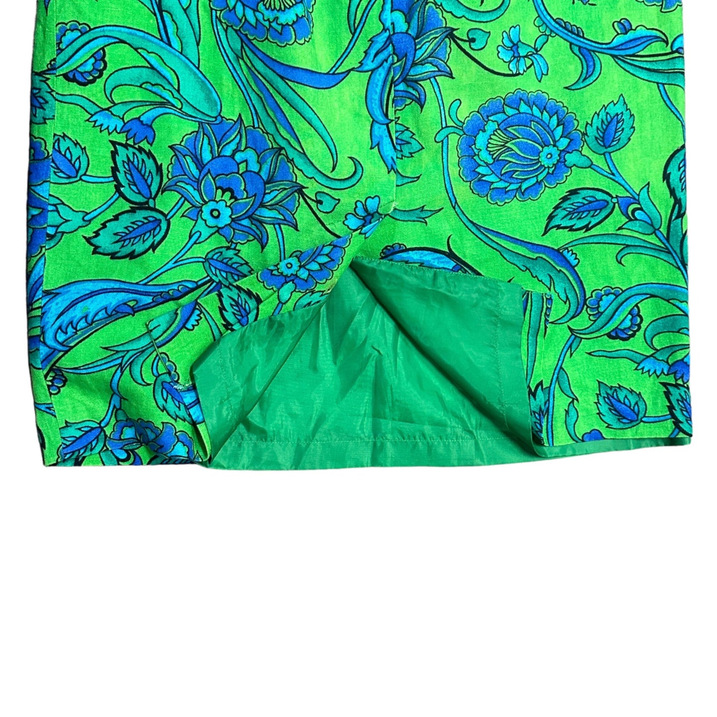 Breckenridge Petites Womens 8 Blue Green Paisley Pencil Skirt Lined Back Zip