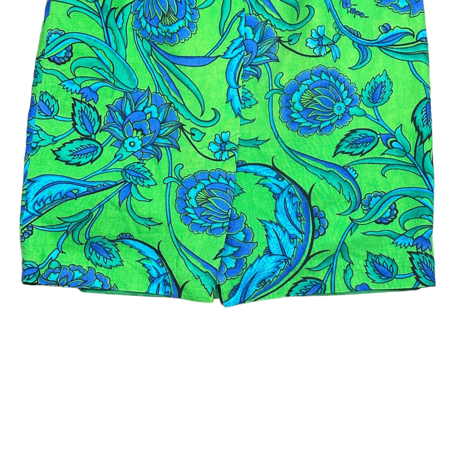 Breckenridge Petites Womens 8 Blue Green Paisley Pencil Skirt Lined Back Zip