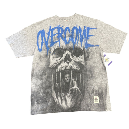 Vintage Ecko Unltd XXL Gray Overcome Overturn Graphic T-Shirt Skull Prison Bars