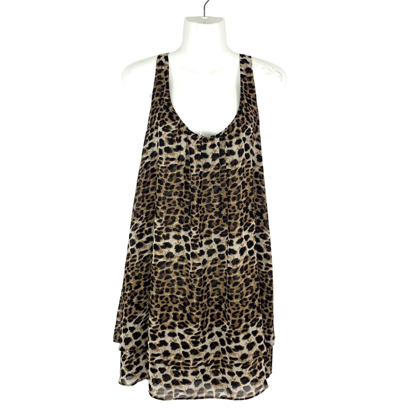 In Bloom L T-Back Chiffon Tank Top Animal Print Scoop Neck Sleeveless Tulip Back