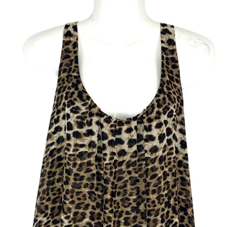 In Bloom L T-Back Chiffon Tank Top Animal Print Scoop Neck Sleeveless Tulip Back