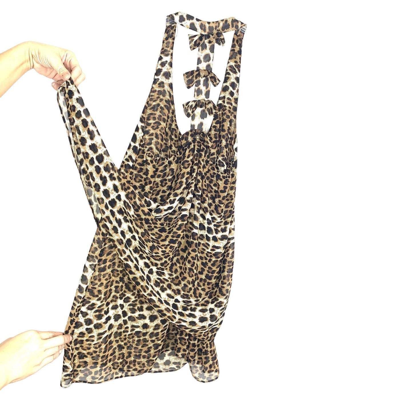 In Bloom L T-Back Chiffon Tank Top Animal Print Scoop Neck Sleeveless Tulip Back