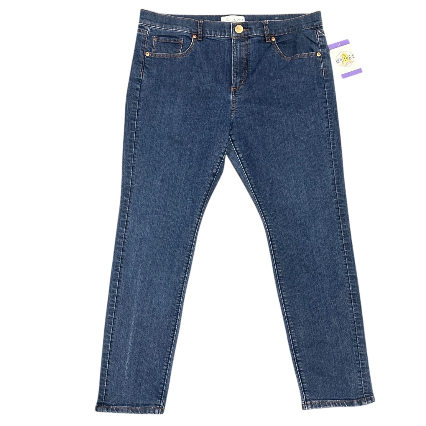 LOFT Modern Skinny Blue Jeans Cropped Stretch Mid Rise Normcore Petite 31/12