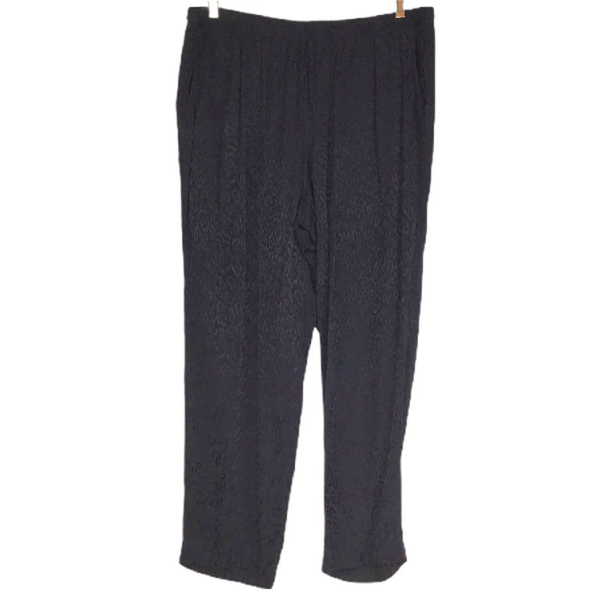 Lane Bryant 14/16 Loose Fit Pants Black on Black Cheetah Print Drawstring Waist