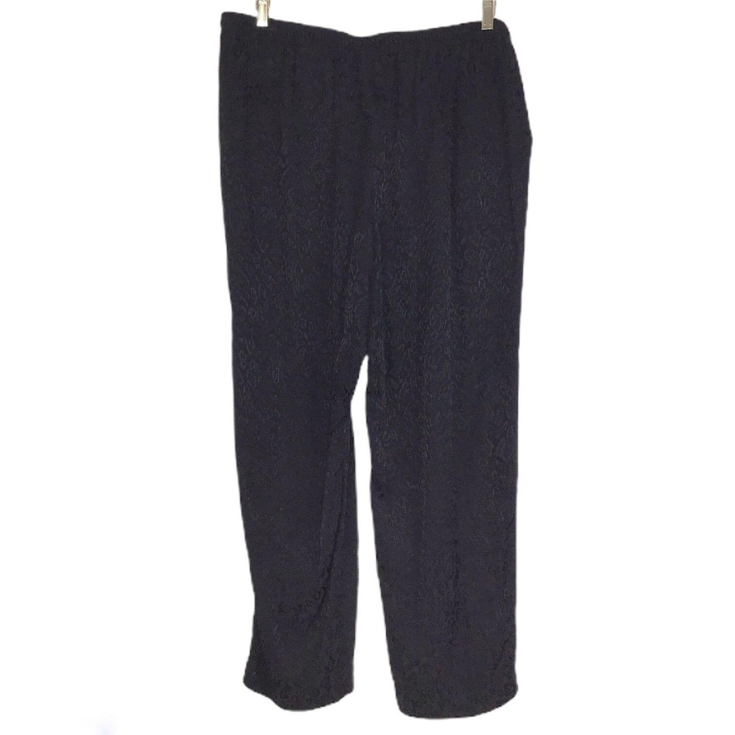 Lane Bryant 14/16 Loose Fit Pants Black on Black Cheetah Print Drawstring Waist