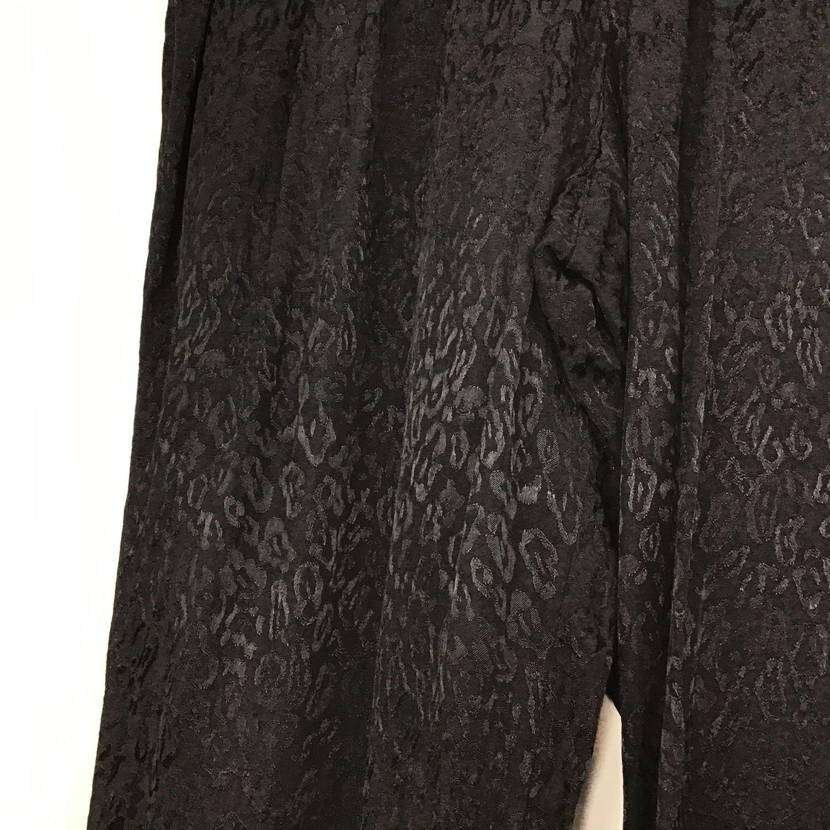 Lane Bryant 14/16 Loose Fit Pants Black on Black Cheetah Print Drawstring Waist