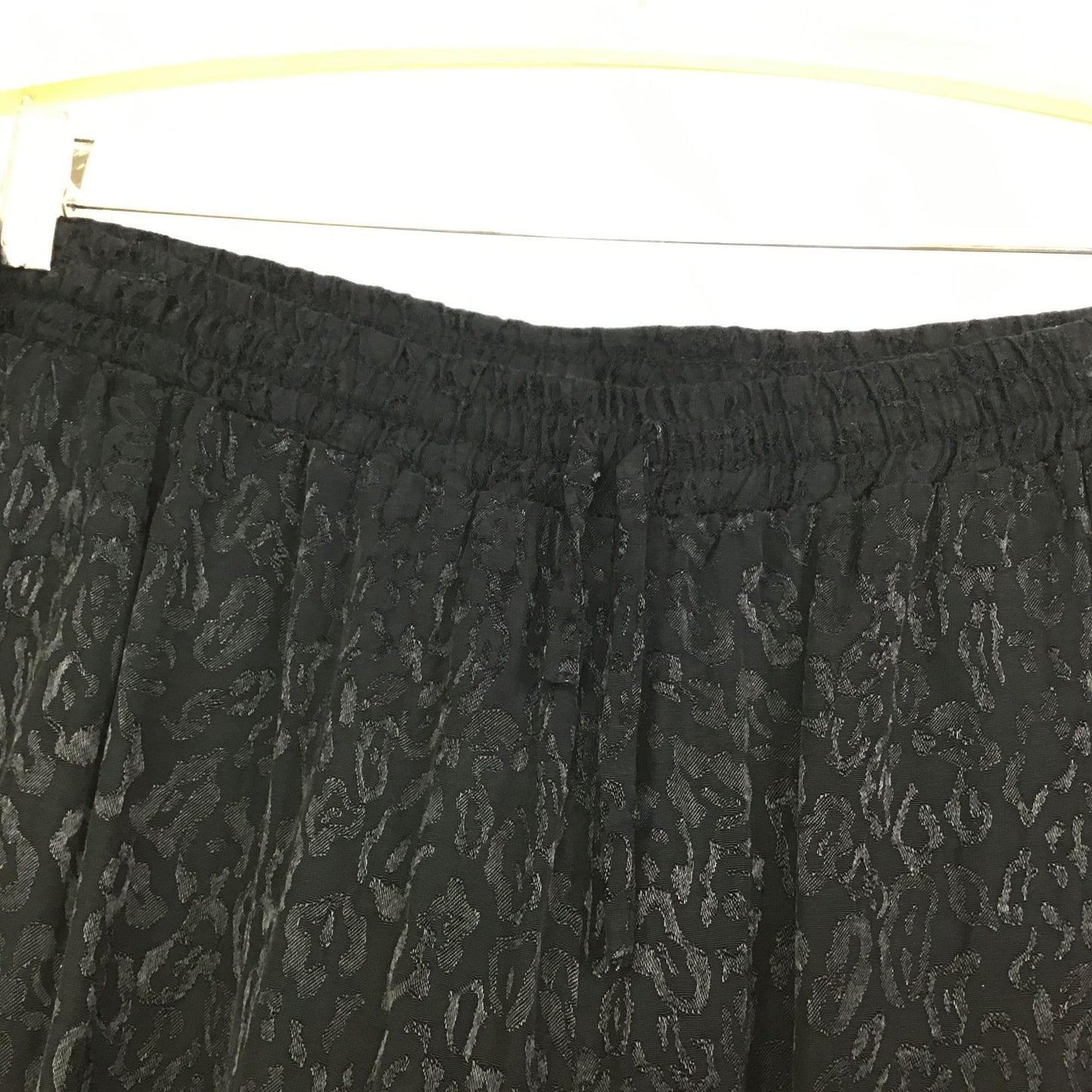 Lane Bryant 14/16 Loose Fit Pants Black on Black Cheetah Print Drawstring Waist