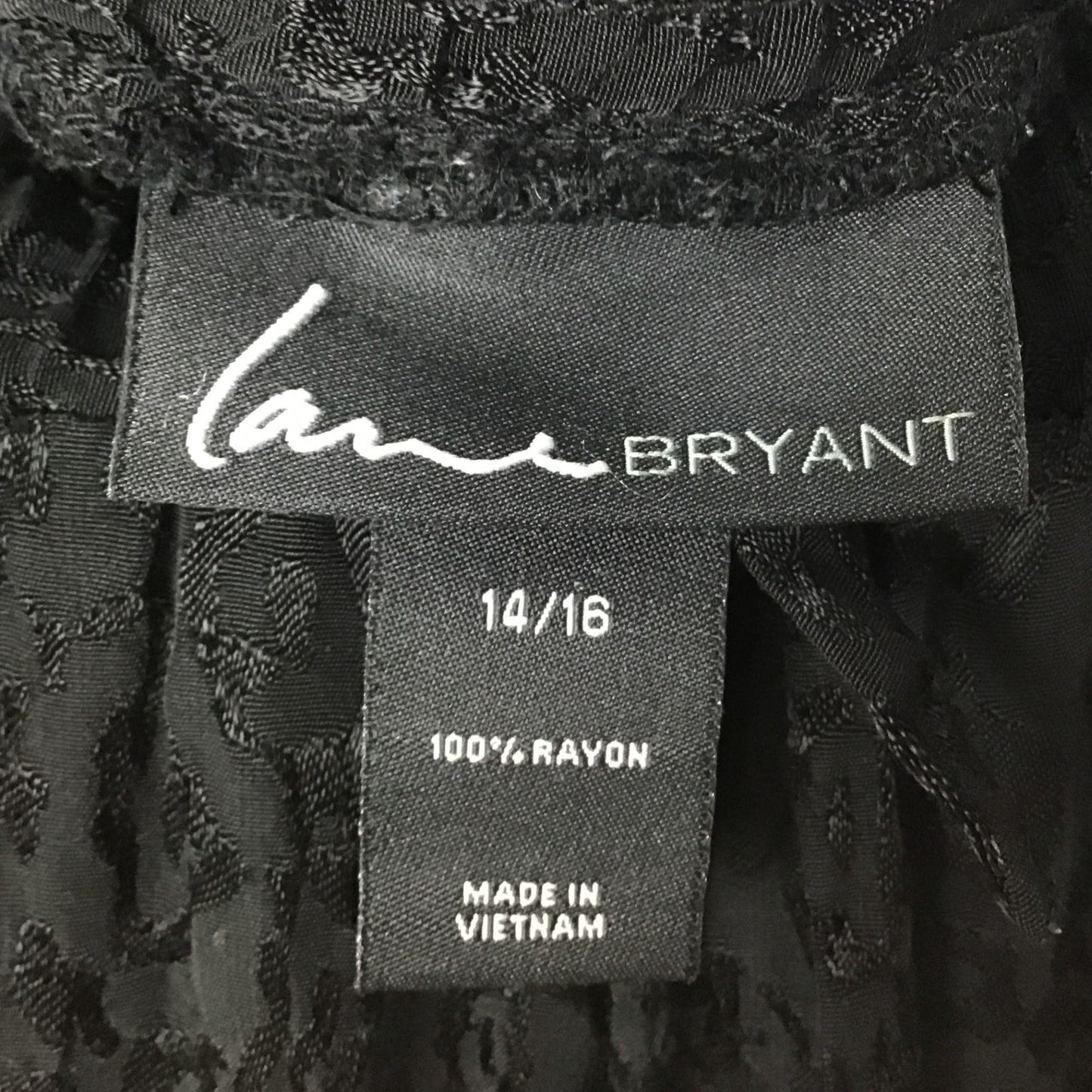 Lane Bryant 14/16 Loose Fit Pants Black on Black Cheetah Print Drawstring Waist