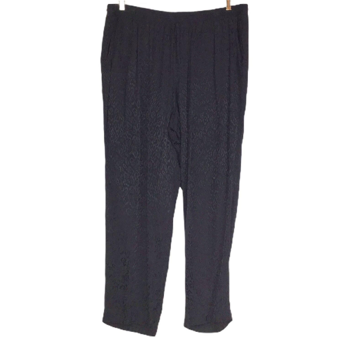 Lane Bryant 14/16 Loose Fit Pants Black on Black Cheetah Print Drawstring Waist