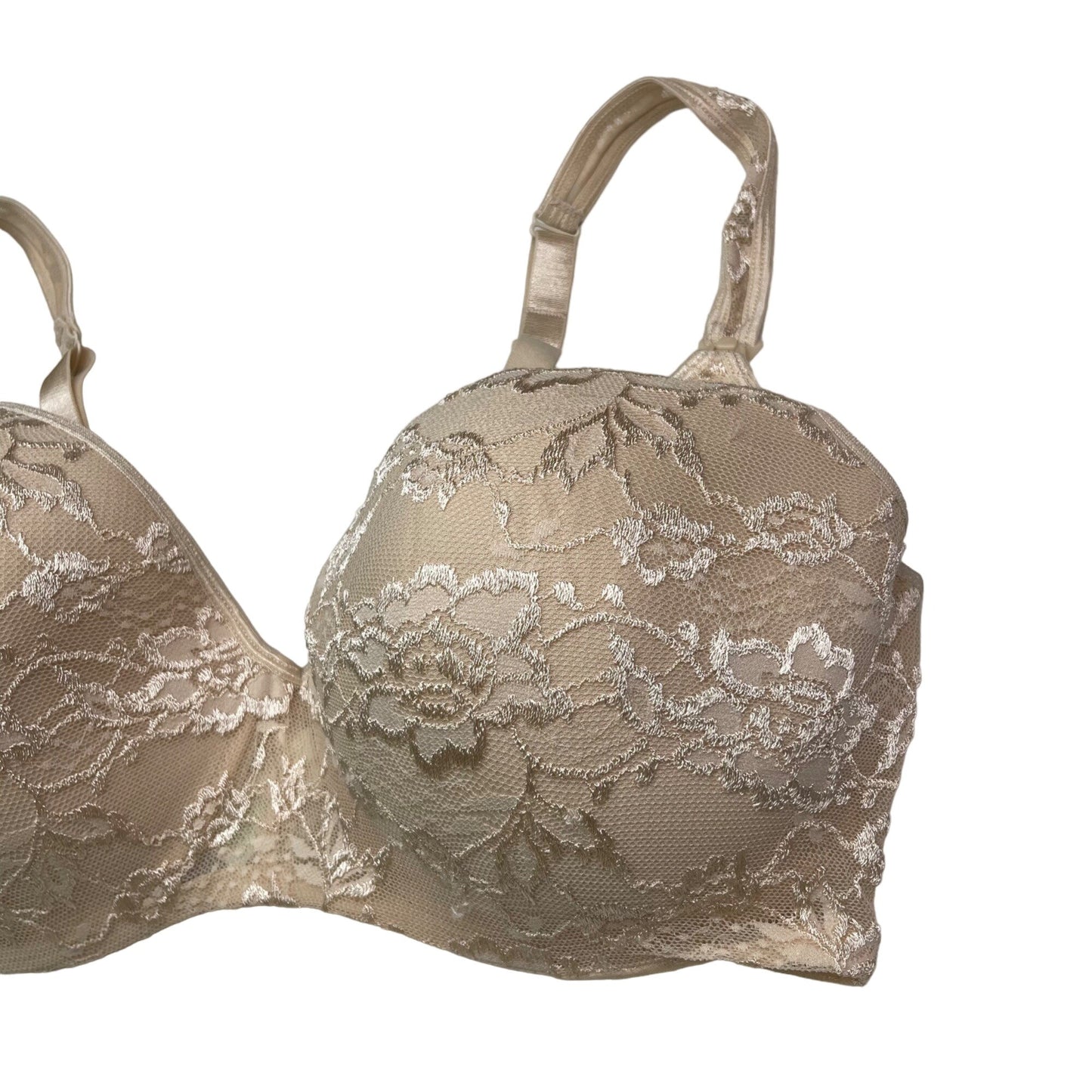 Motherhood Maternity Lace Beige Nursing Bra 44E Snap Down Cups Underwire