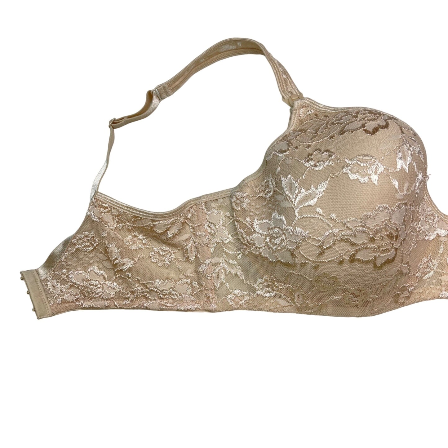 Motherhood Maternity Lace Beige Nursing Bra 44E Snap Down Cups Underwire
