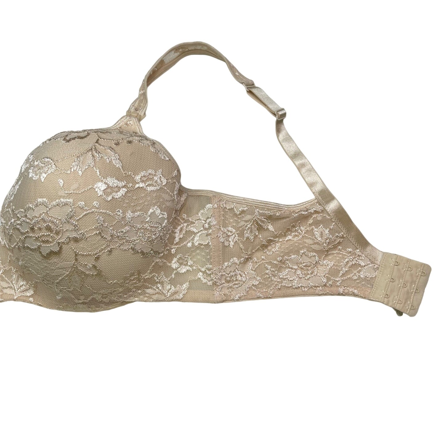 Motherhood Maternity Lace Beige Nursing Bra 44E Snap Down Cups Underwire