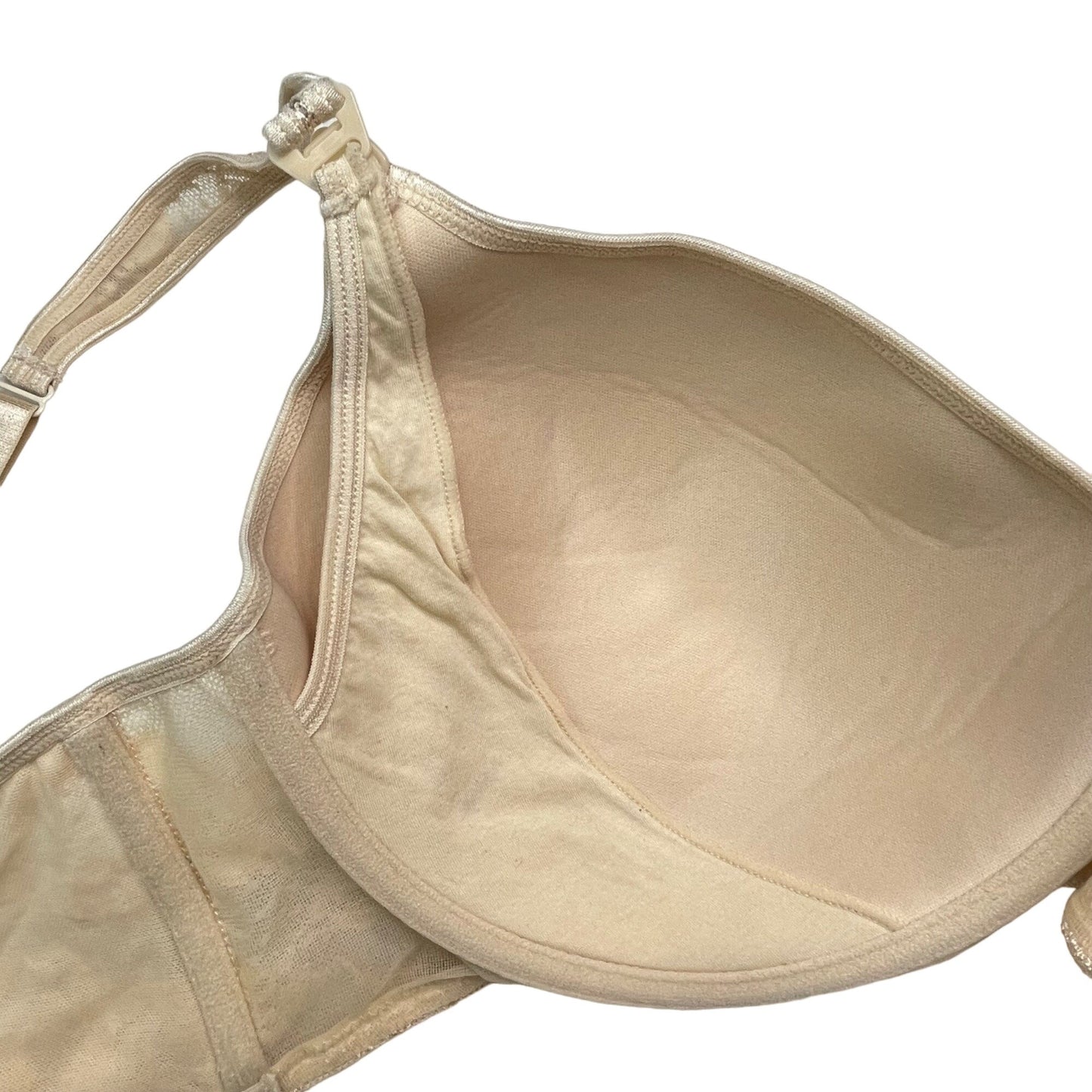 Motherhood Maternity Lace Beige Nursing Bra 44E Snap Down Cups Underwire