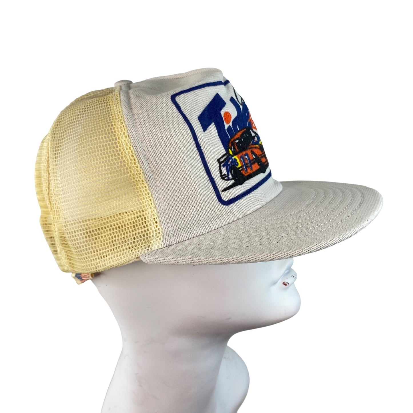 Vintage Darrel Waltrip Trucker Hat Cap Snapback USA Tide Racing Puffy Print Mesh