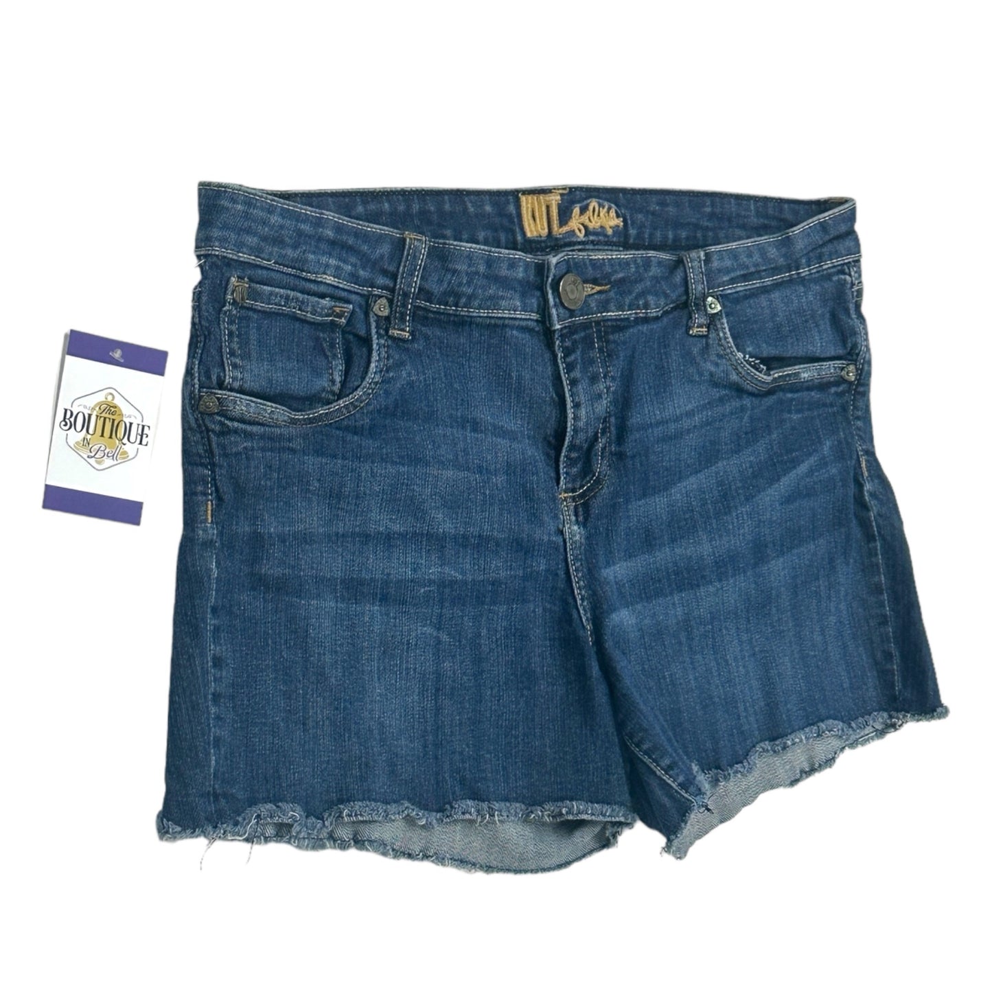 Kut From Kloth Cut Off Jean Shorts Womens 14 Frayed High Rise Raw Hem Stretch