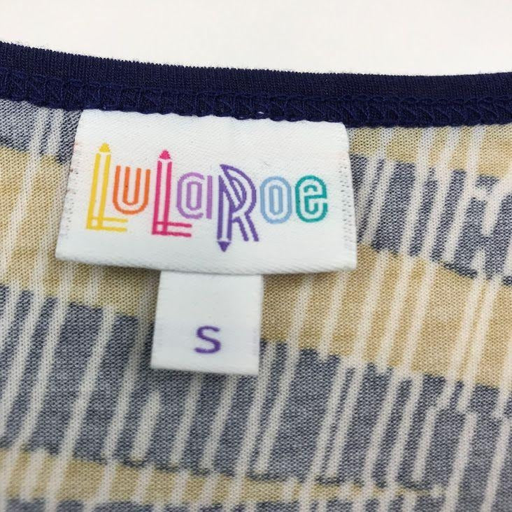 NWT Lularoe Womens S Abstract TShirt Short Sleeve Round Neck Yellow Lightweight