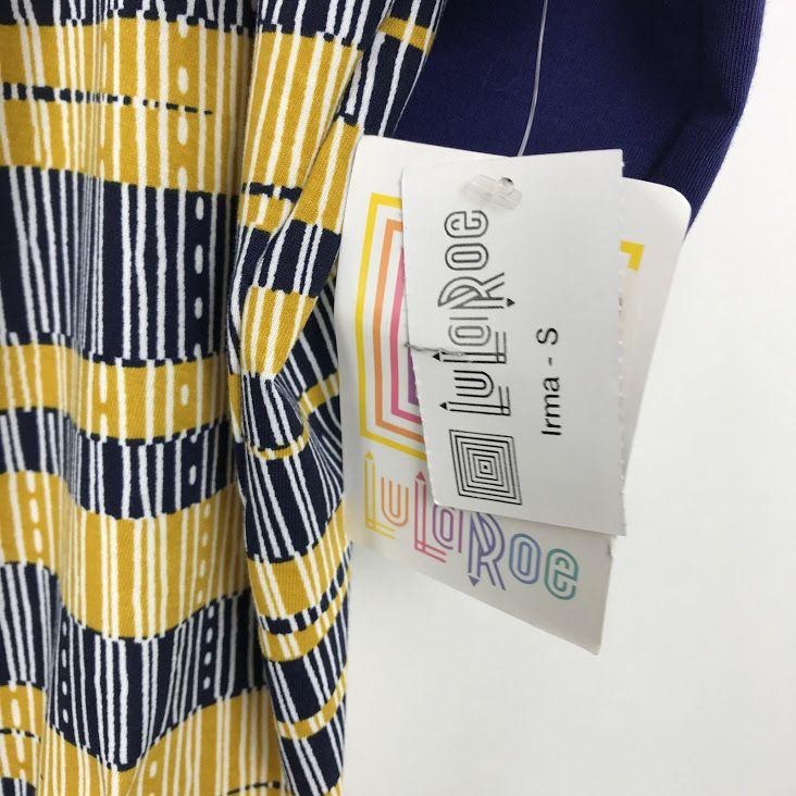 NWT Lularoe Womens S Abstract TShirt Short Sleeve Round Neck Yellow Lightweight