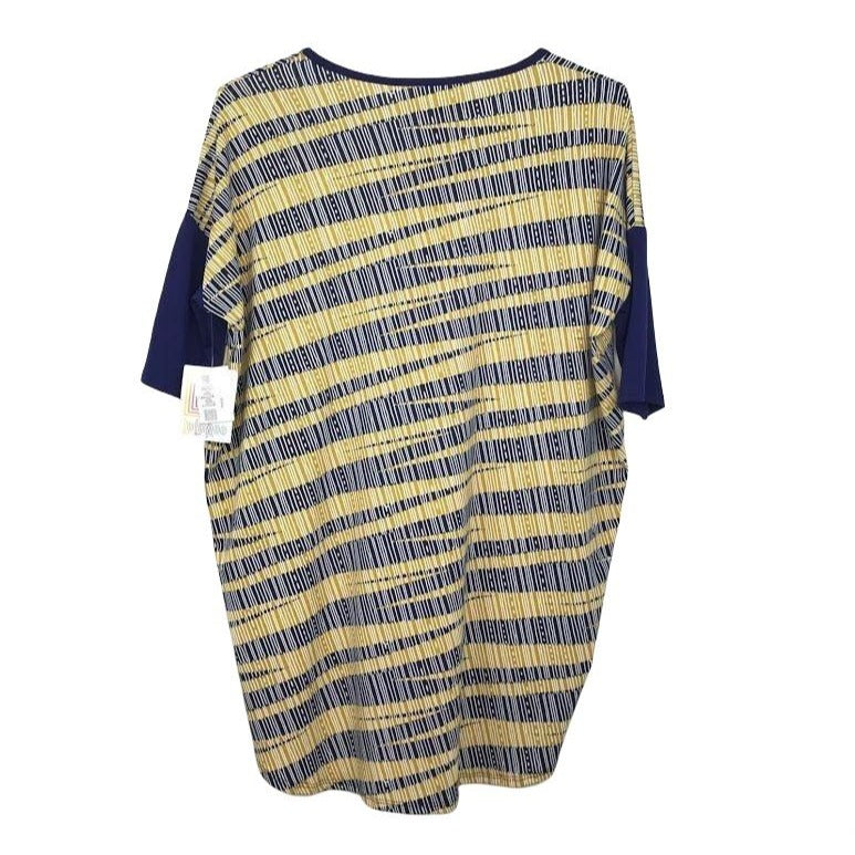 NWT Lularoe Womens S Abstract TShirt Short Sleeve Round Neck Yellow Lightweight