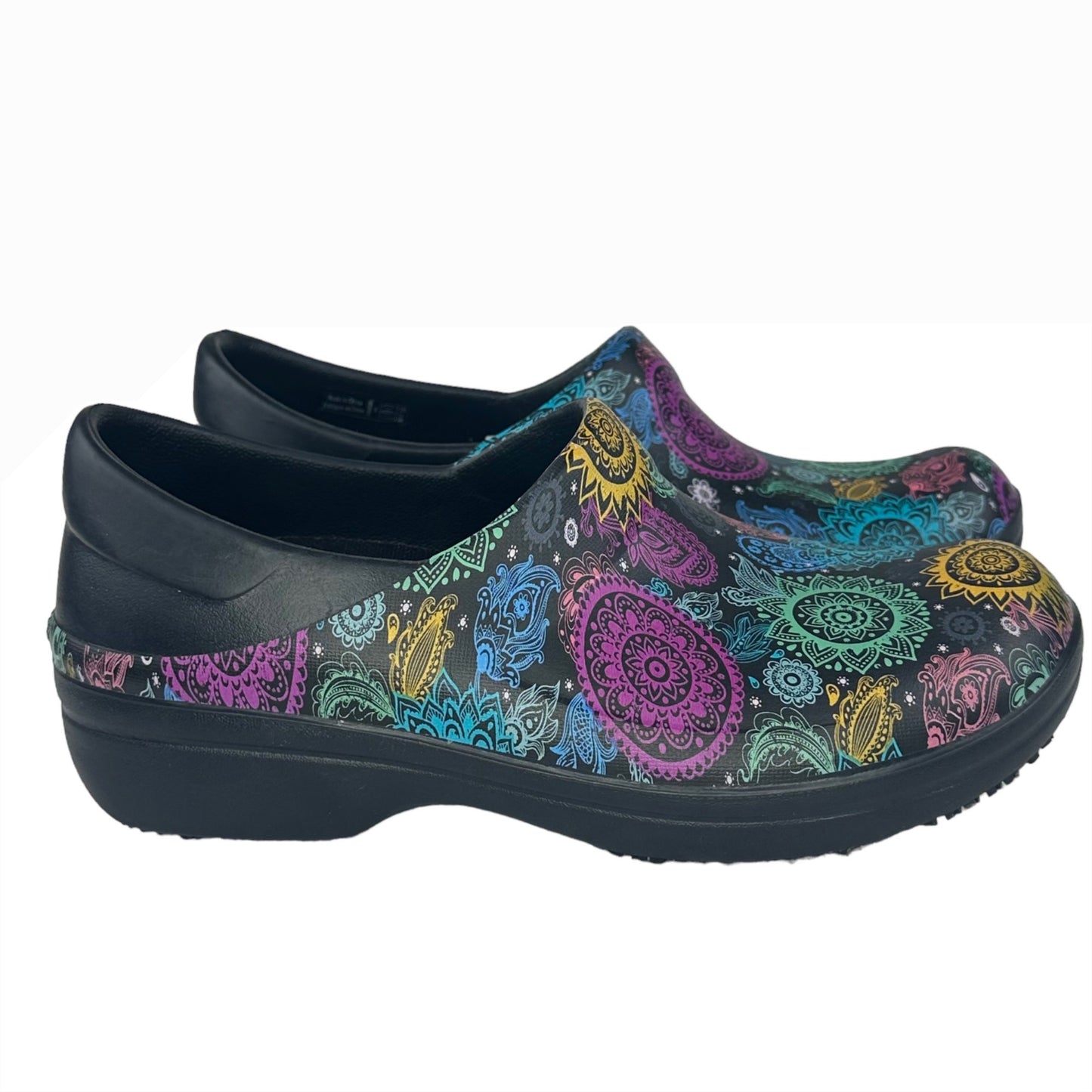 Crocs Womens 6 Neira Pro II Graphic Slip On Clogs Dual Comfort Slip Resistant