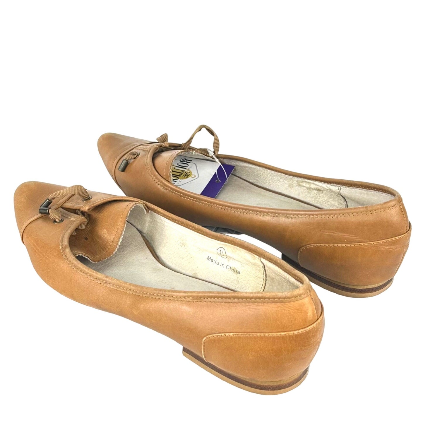 J.Jill Womens 11 Camel Color Leather Pointy Toe Flats Casual Workwear Slip On