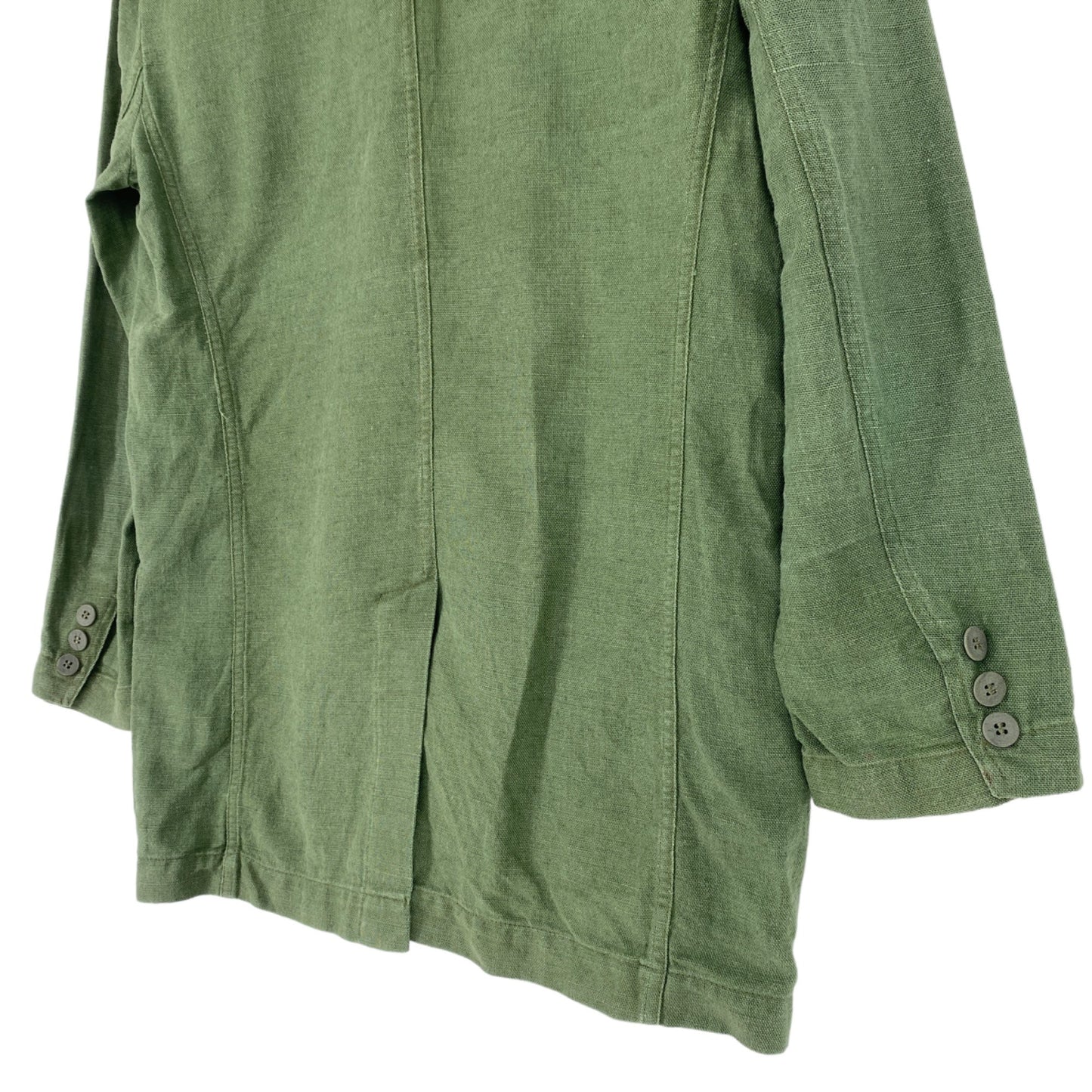 Vtg Liz Sport Linen Blazer Jacket S Green Career Academia Office Wear Quiet Lux