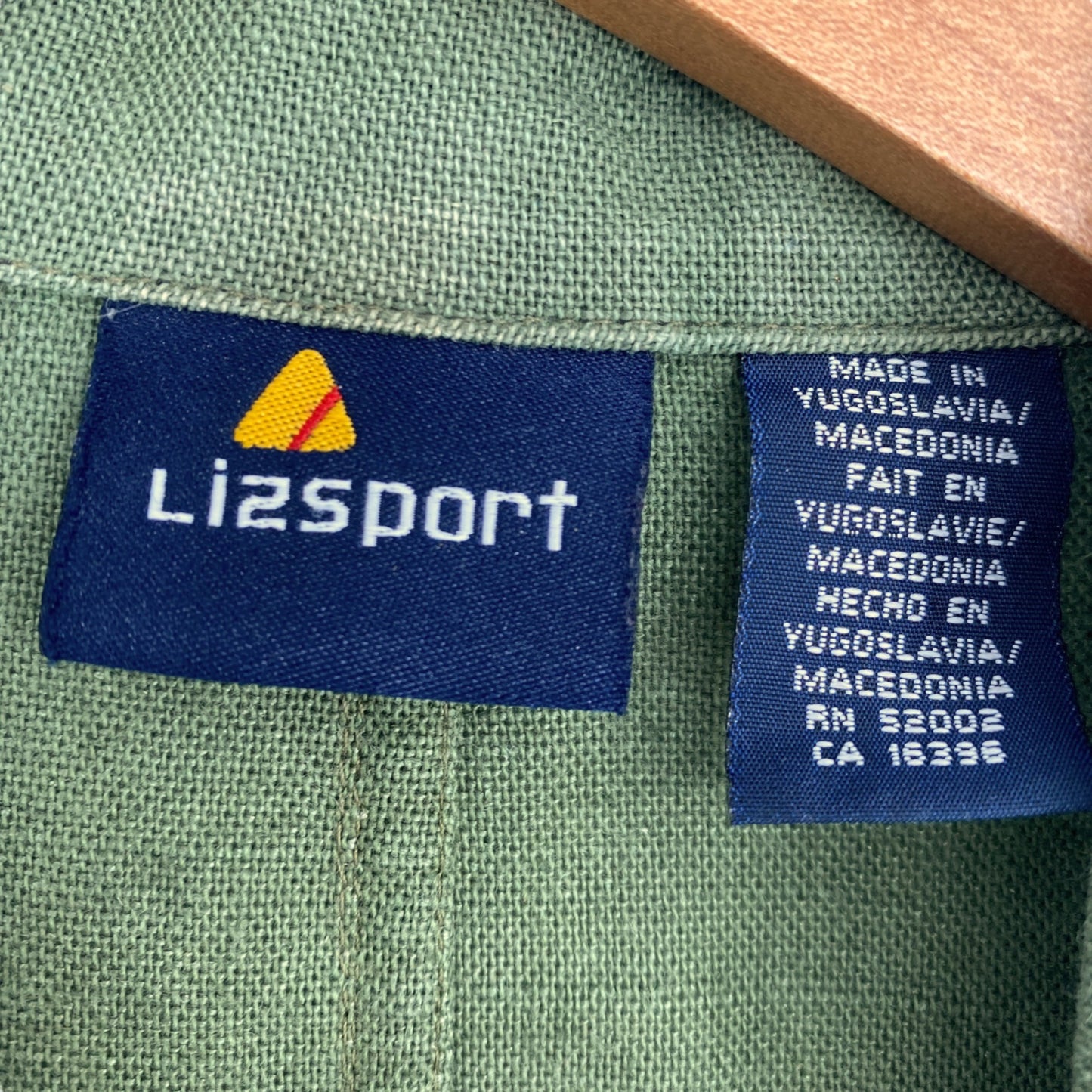 Vtg Liz Sport Linen Blazer Jacket S Green Career Academia Office Wear Quiet Lux