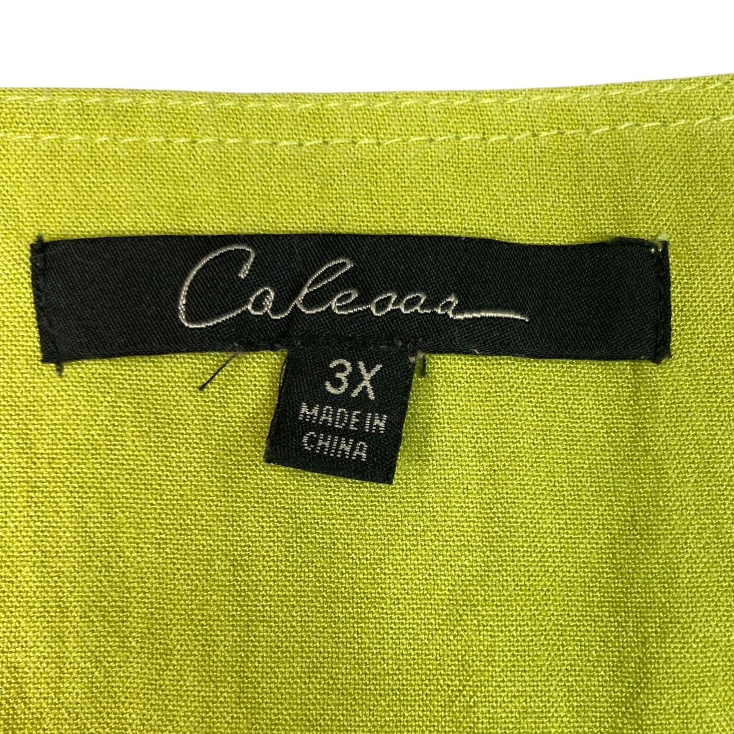 Calessa Womens 3X Tunic Top Lime Green Floral Embroidered Boho Shirt 3/4 Sleeve