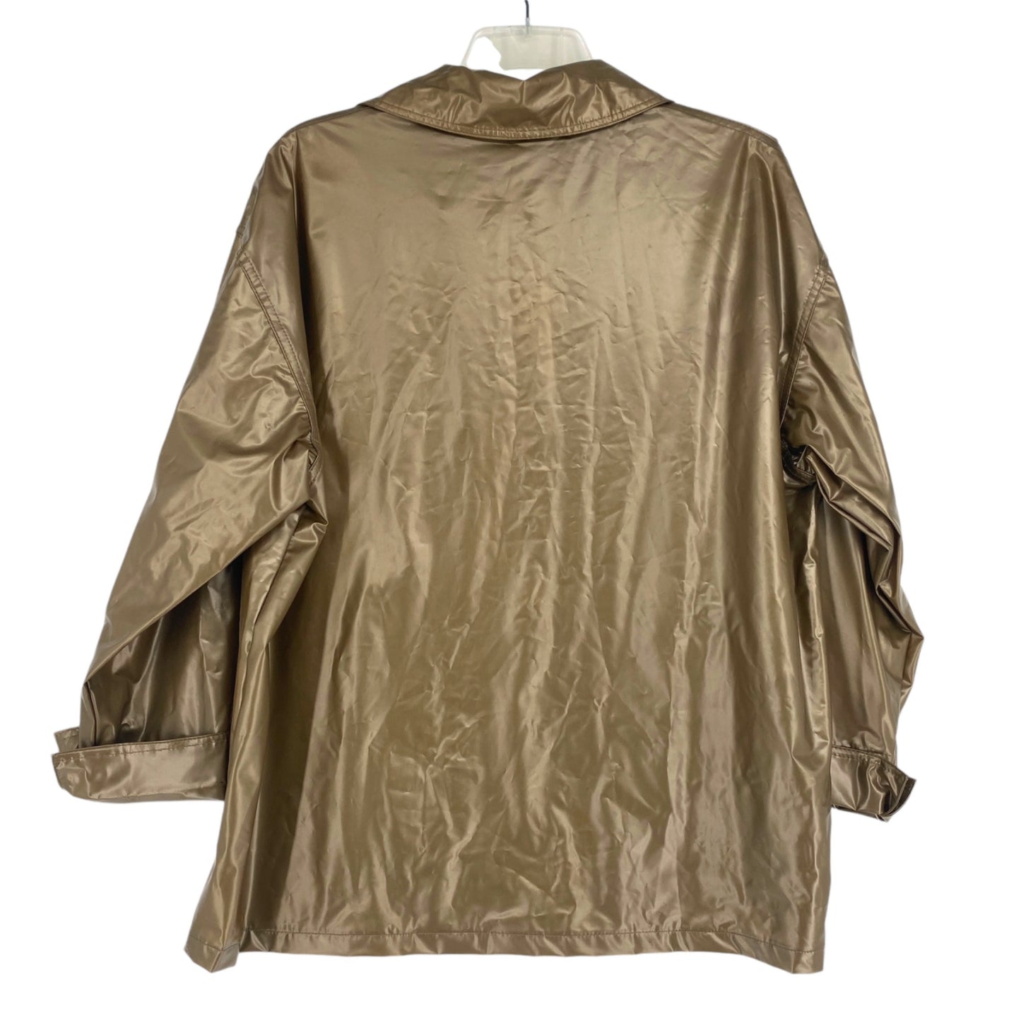 Vtg 80s Chromatics By Totes Raincoat Gold L Snap Front Pockets Spacecore Jacket