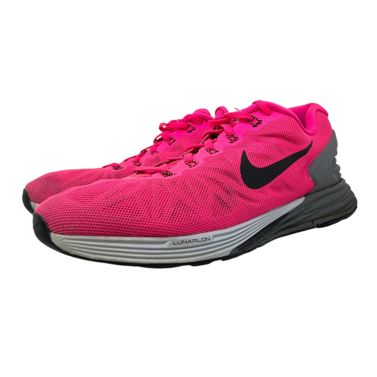 Nike Womens 11 Lunarlon Running Shoes Hot Pink Breathable Mesh Athletic Sneakers