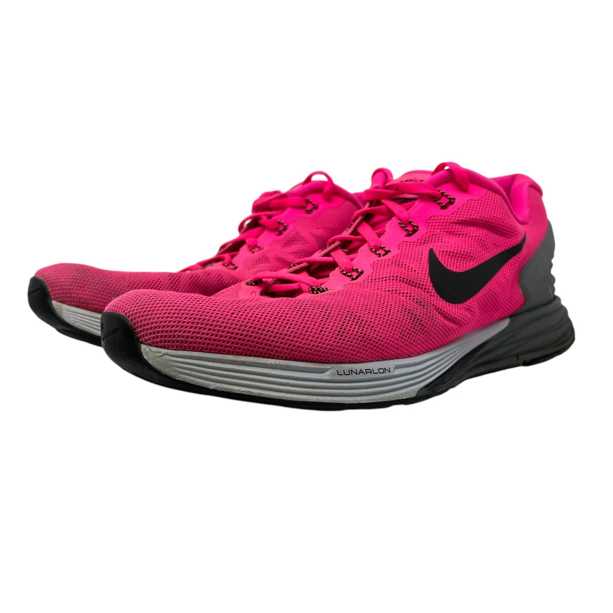 Nike Womens 11 Lunarlon Running Shoes Hot Pink Breathable Mesh Athletic Sneakers