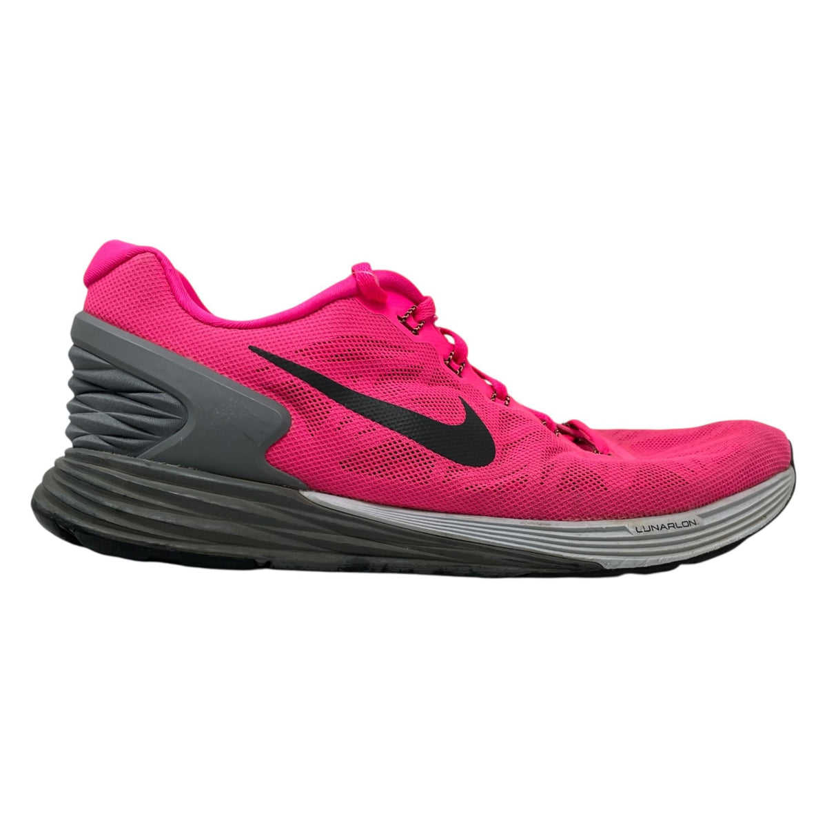 Nike Womens 11 Lunarlon Running Shoes Hot Pink Breathable Mesh Athletic Sneakers