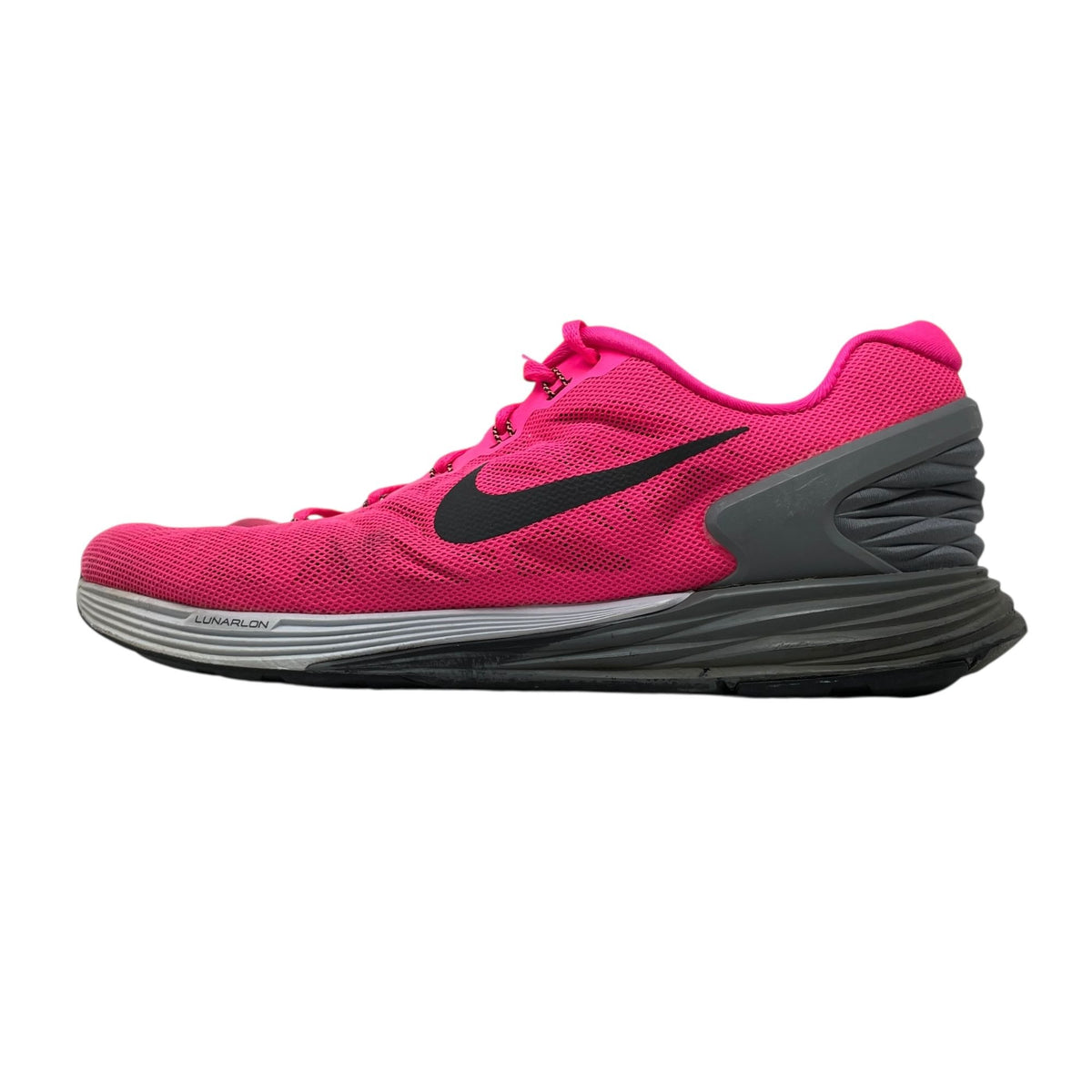 Nike Womens 11 Lunarlon Running Shoes Hot Pink Breathable Mesh Athletic Sneakers