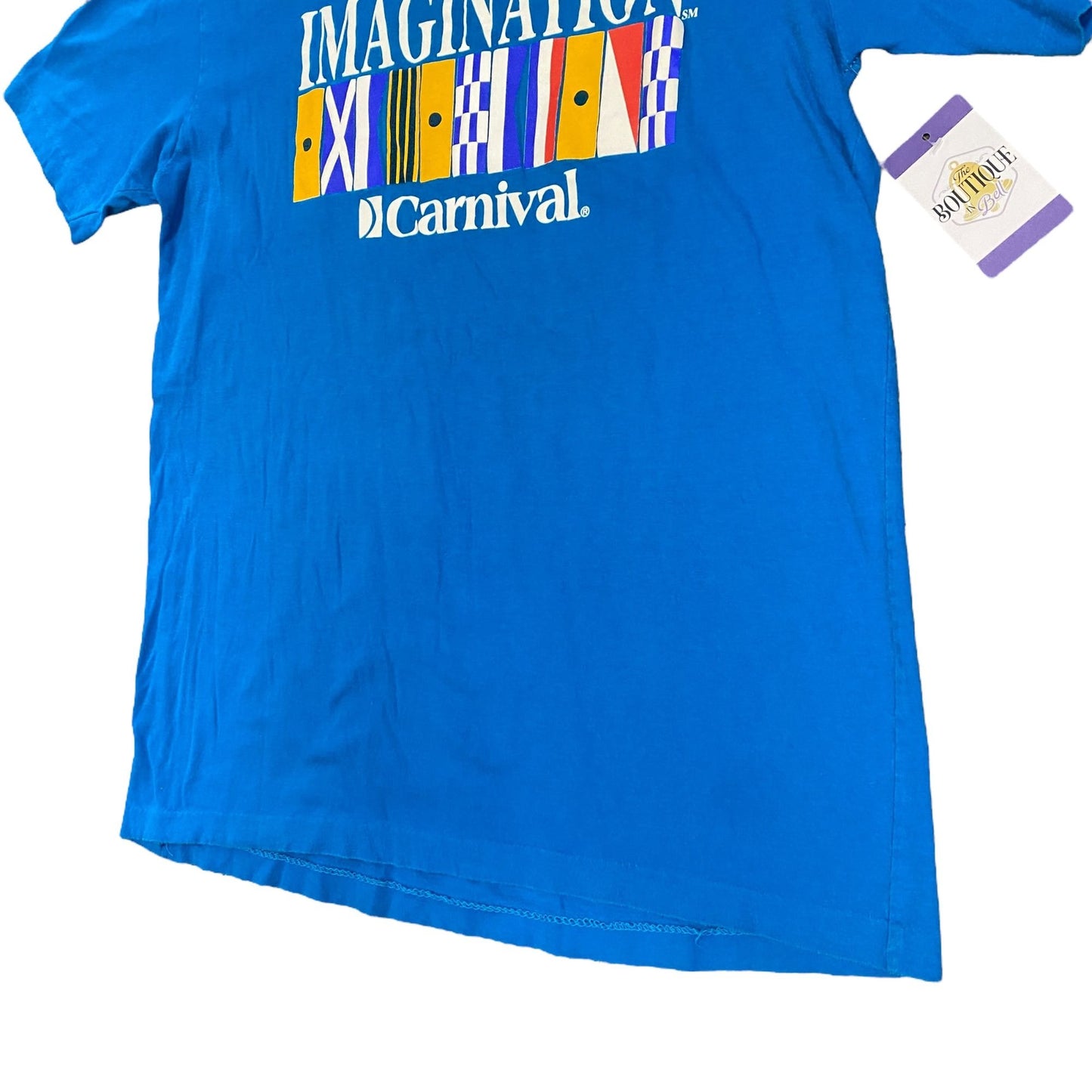 Vintage Carnival Cruise Mens XXL Blue TShirt Single Stitch Imagination Ship Flag