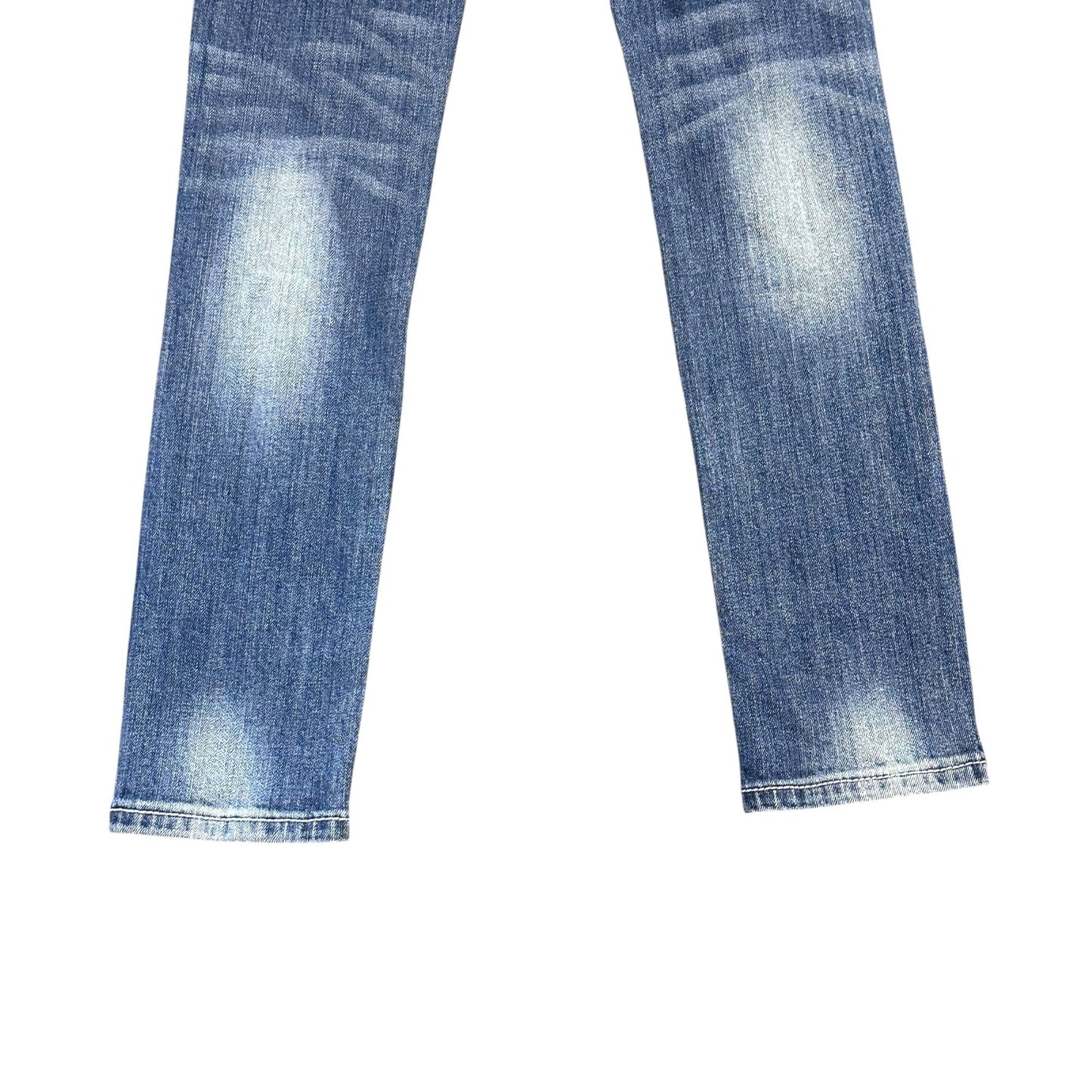 Miss Me Girls Skinny Jeans 10 Bling White Stitching Whiskering Sanded Rhinestone