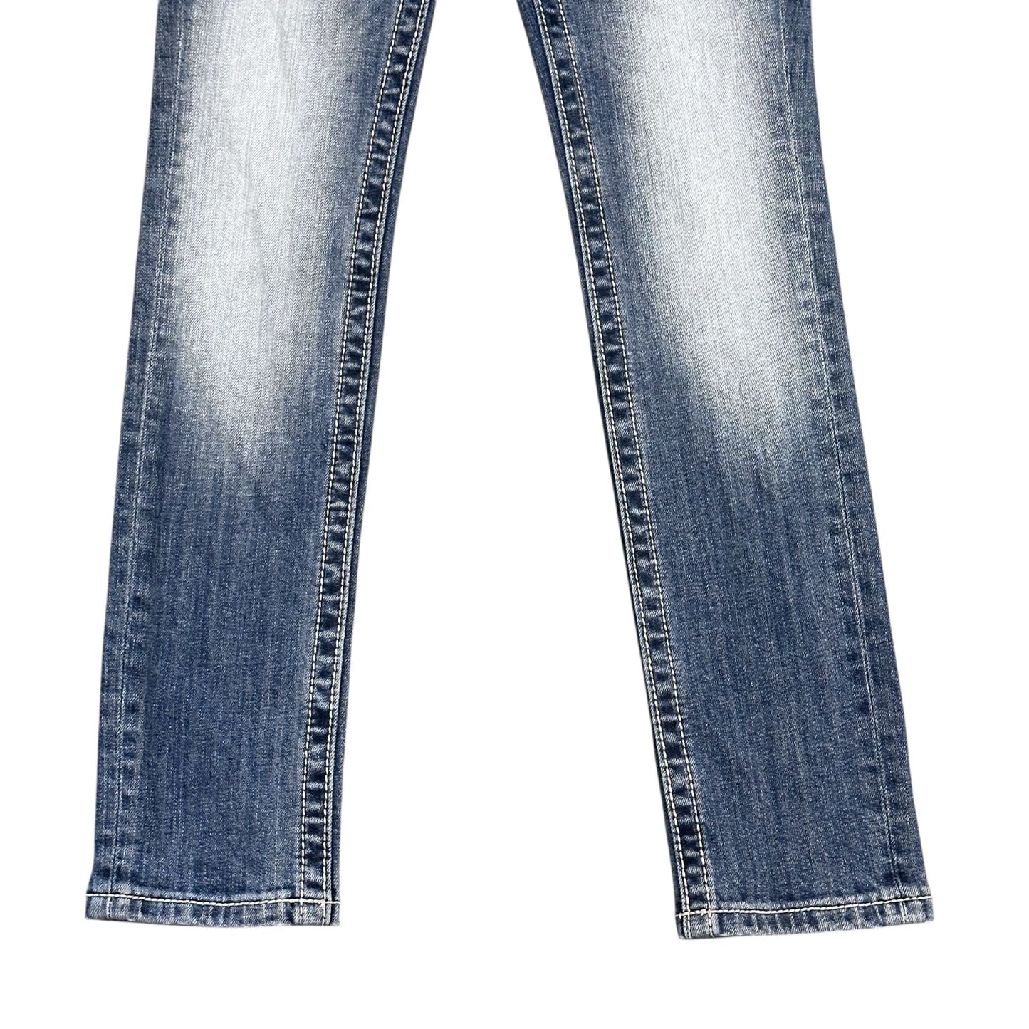 Miss Me Girls Skinny Jeans 10 Bling White Stitching Whiskering Sanded Rhinestone